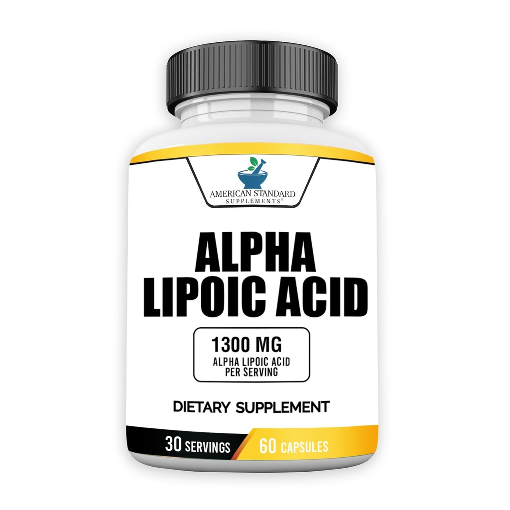 American Standard Supplements Alpha Lipoic Acid 1300mg Per Serving - Vegan, Gluten Free, Non-GMO, 60 Kapsule, 30 Servings