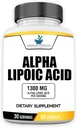 American Standard Supplements Alpha Lipoic Acid 1300mg Per Serving - Vegan, Gluten Free, Non-GMO, 60 Kapsule, 30 Servings