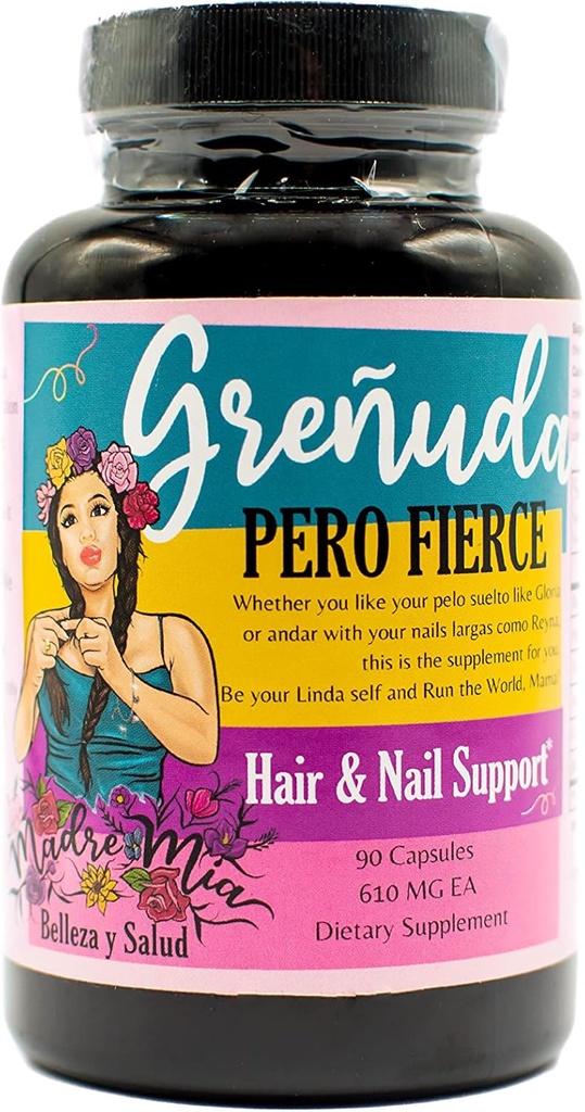 Grenuda Pero Fierce - Podpora vlasov a nechtov - Burdock Root, Horsetail, Stinging Nettle, Ginko Leaf, Biotin - 30 Day Supply 90 Kapsule, 650MG Každý