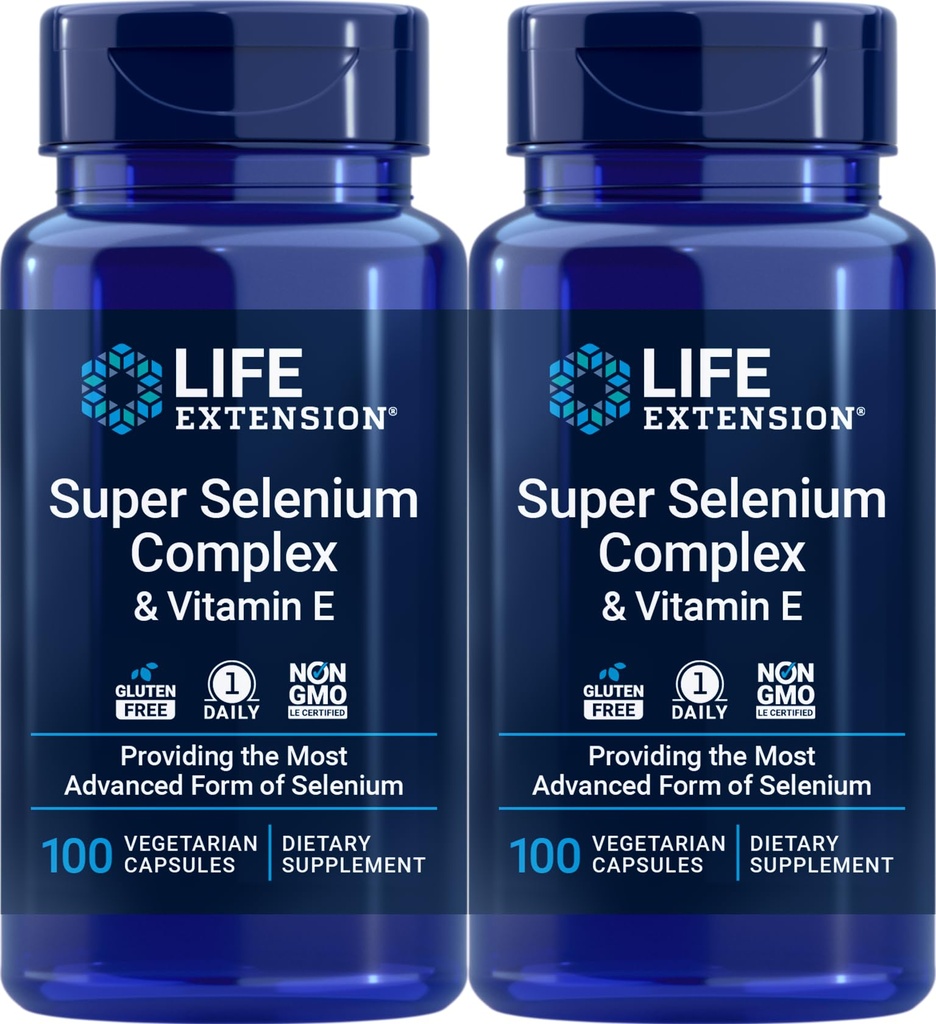 Extension Super Selenium Complex 200 mcg & Vitamín E, 100 Veg Caps (Pack of 2)