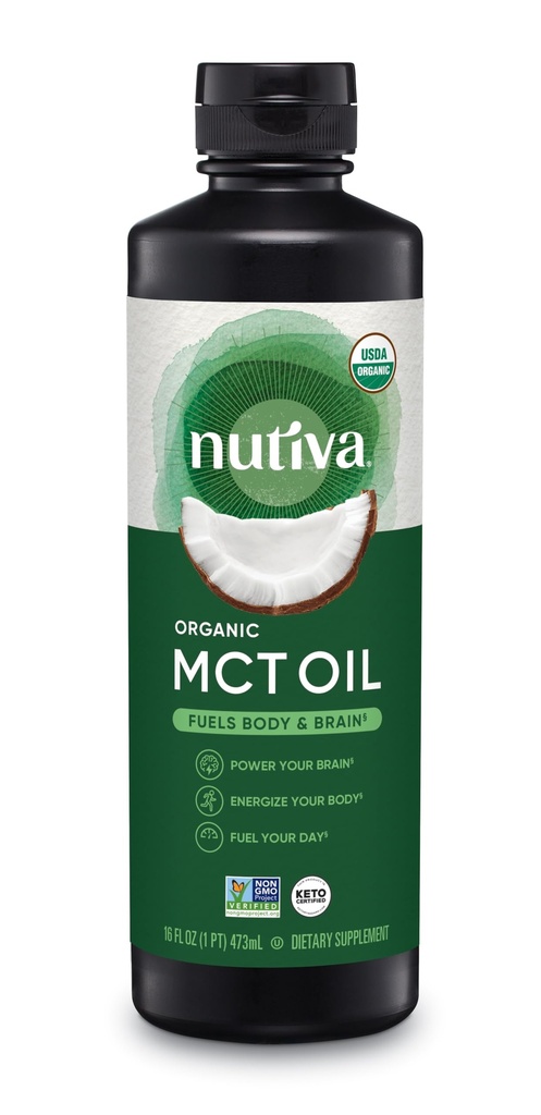 Nutiva Organic MCT Olej, Košer, Keto Friendly, USDA Certified Organic, Non-GMO, 16 Fluid Ounce (Pack of 1)