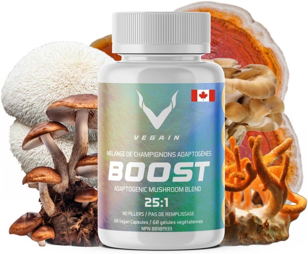 Boost Adaptogenic Mushroom Blend 60 Servings, High Potency 25:1 Extract 