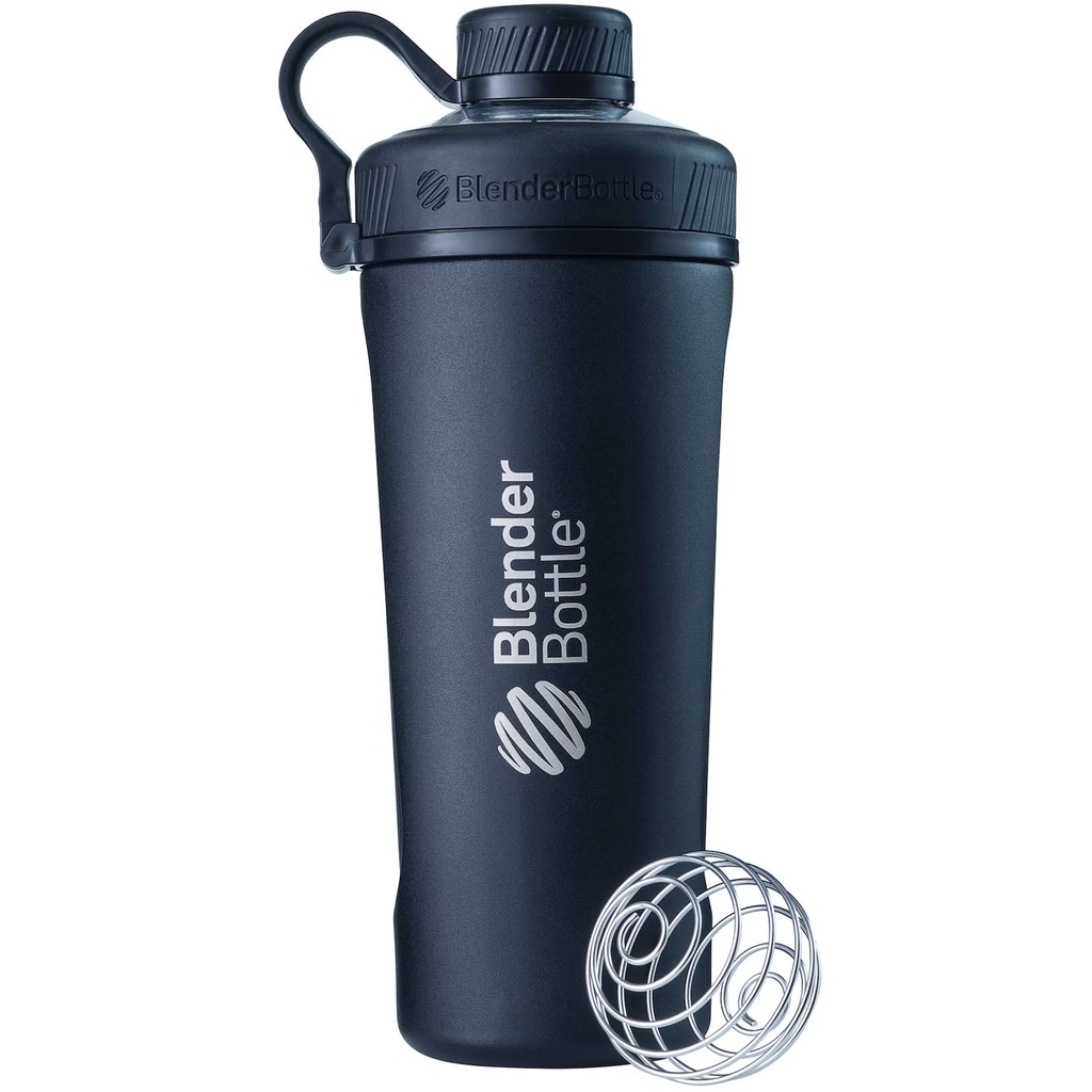 BlenderBottle Radian Shaker Cup Izolovaná nerezová oceľ Fľaša s vodou Whisk, 26-Ounce, matný čierny