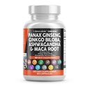 Clean Nutraceuticals Panax Ginseng Ginkgo Biloba Ashwagandha Maca Root - Focus Supplement Pills for Women and Men with Pine Bark Extract, Cesnak, and Saw Palmetto - 60 Caps