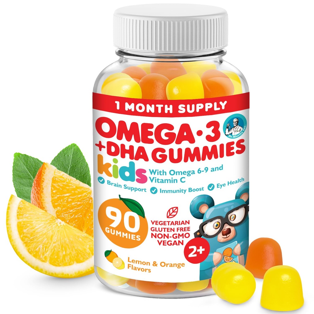 DR. MORITZ Vegán Omega 3 Gummy pre deti a batoľatá (90 gróf), Omega 3 Detské Gummy pre zdravie mozgu a srdca, bez rybieho oleja a bez lepidla