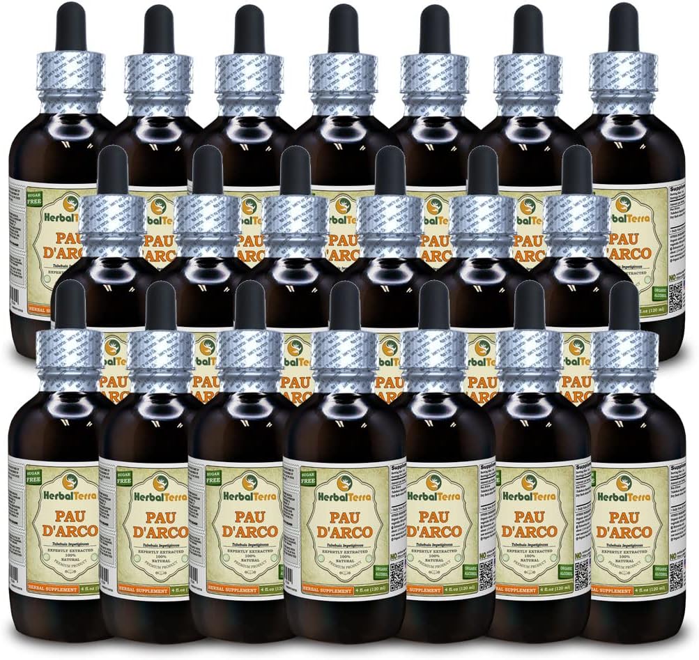 PAU d'arco (Tabebuia Impetiginosa) Tinktúra, sušená kôra Tekutý extrakt (názov brady: bylinný terasa, hrdo vyrobené v USA) 20x4 fl.oz (20x120 ml)