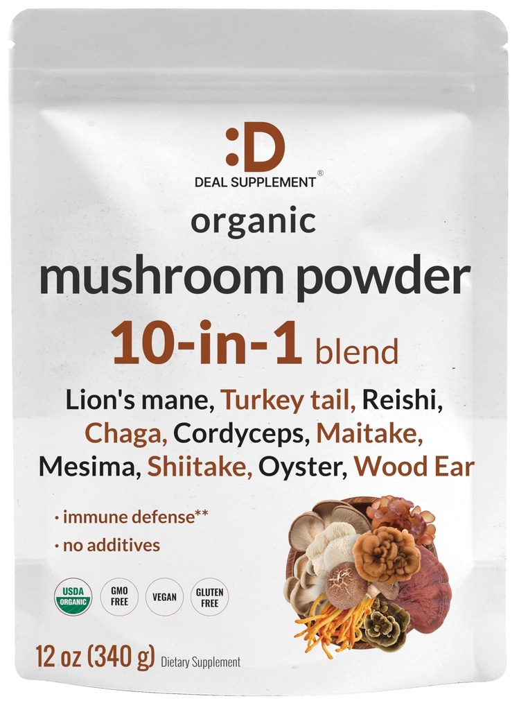 DEAL Application Organic Mushroom Powder Supplement, 12oz 