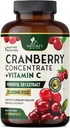 Cranberry Supplement pilulky 25,000mg - Vysoká potencie vitamín C Cranberry pre ženy a mužov, močové Tract Health Support, bez cukru, bez lepku, non-GMO, Cranberry koncentrát extrakt - 60 Kapsule