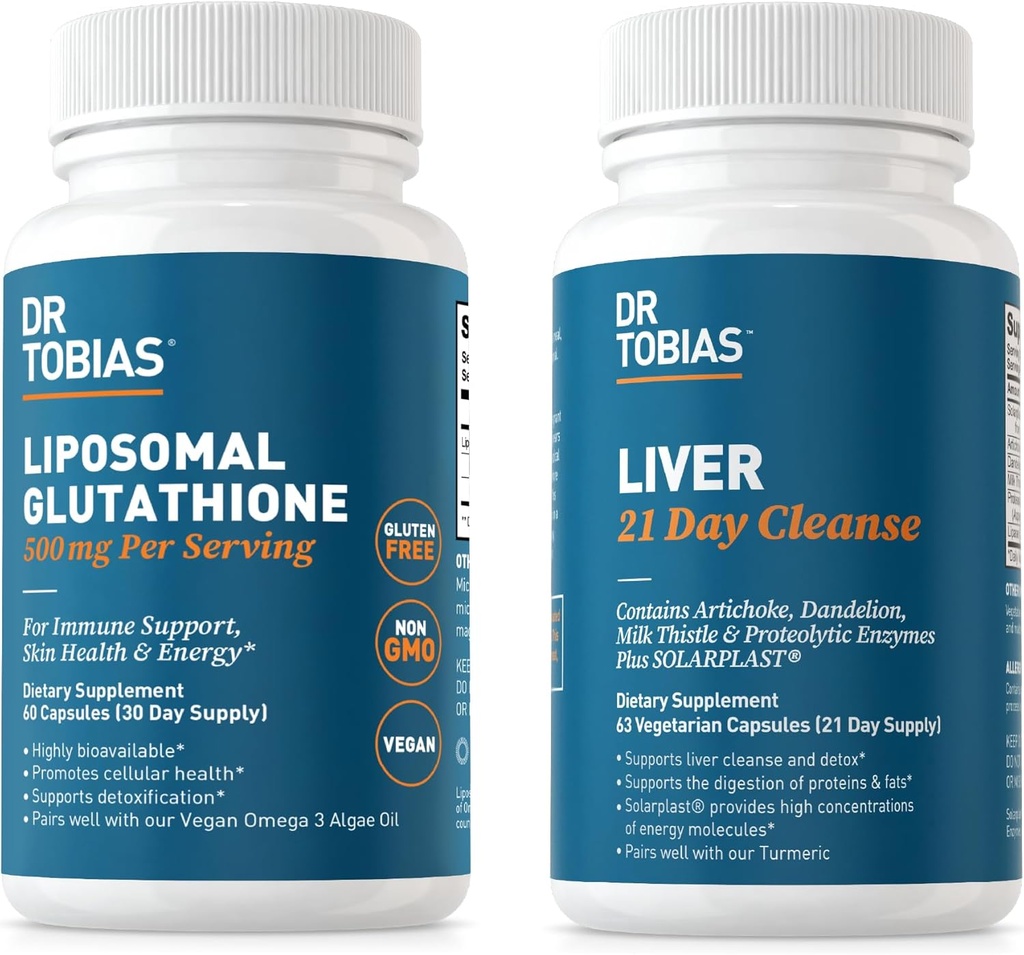 Dr. Tobias Liver 21 dní Čistiť a Lipozomálne Glutatión - Podporuje pečeň Detox, Imunitné funkcie, a energetické hladiny - Vegan, non-GMO
