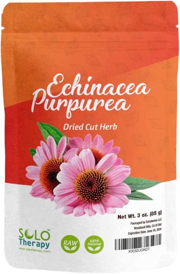 Echinacea Purpurea Herb 3 oz, Echinacea Purpurea Bylinný čaj, sušený rezný bylinný, odolná taška, prvotriedna kvalita, 100% prírodné