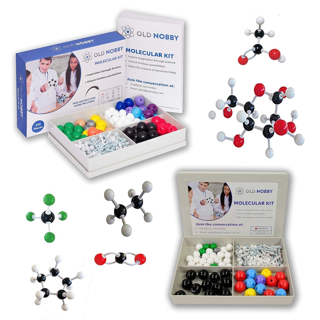 Organická chémia Model Kit (239 Piece Kit a 115 Piece Kit) - Molekulárny model Študent alebo učiteľ Pack s atómami, putá a inštruktor sprievodca