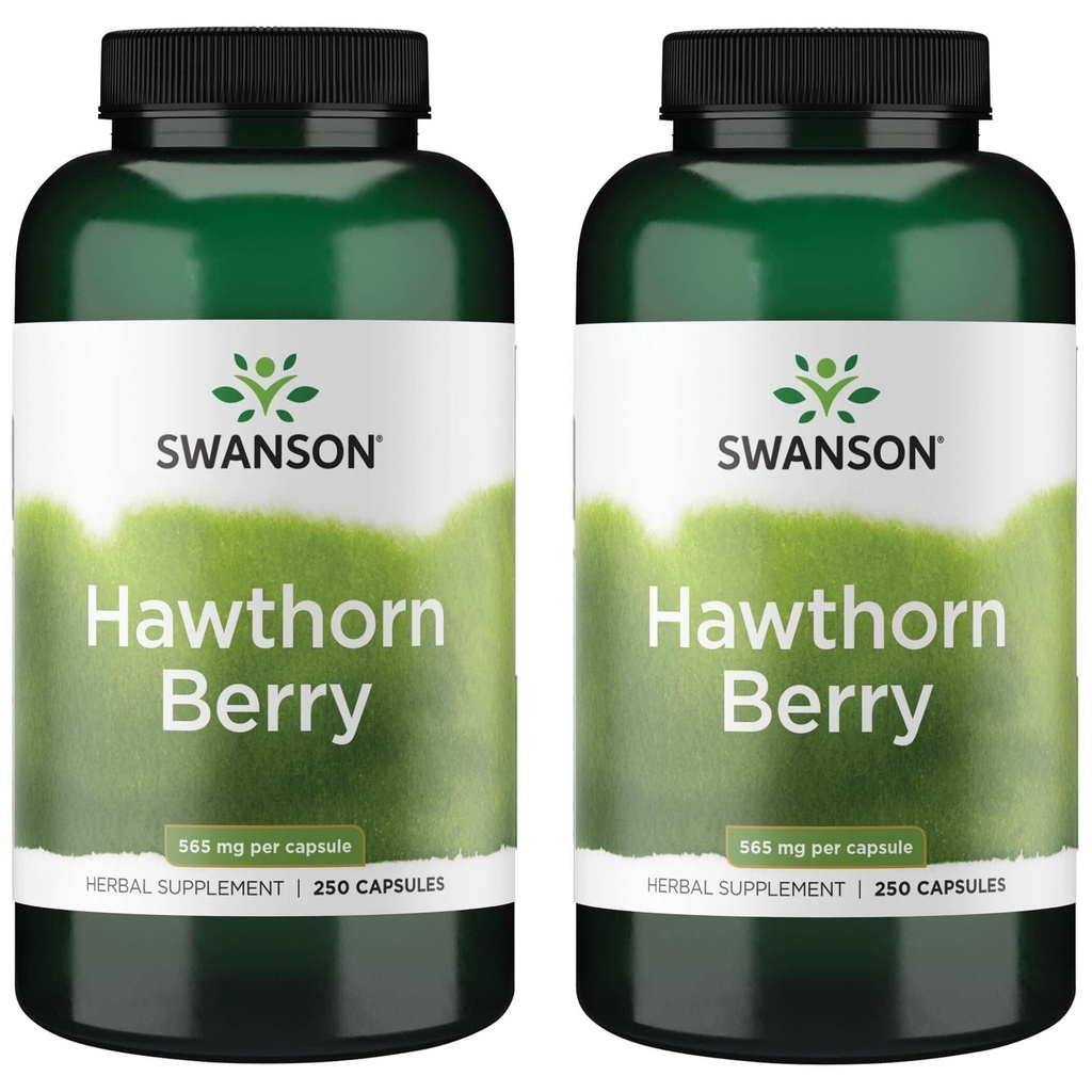 Swanson Hawthorn Berry Supplement- Antioxidant Flavonoidy (250 kapsúl, 565 mg každé balenie) 2 balenia