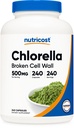 Nutricost Chlórella kapsuly 500mg, 240 Vegetariánske kapsuly - Non-GMO a Gluten zadarmo