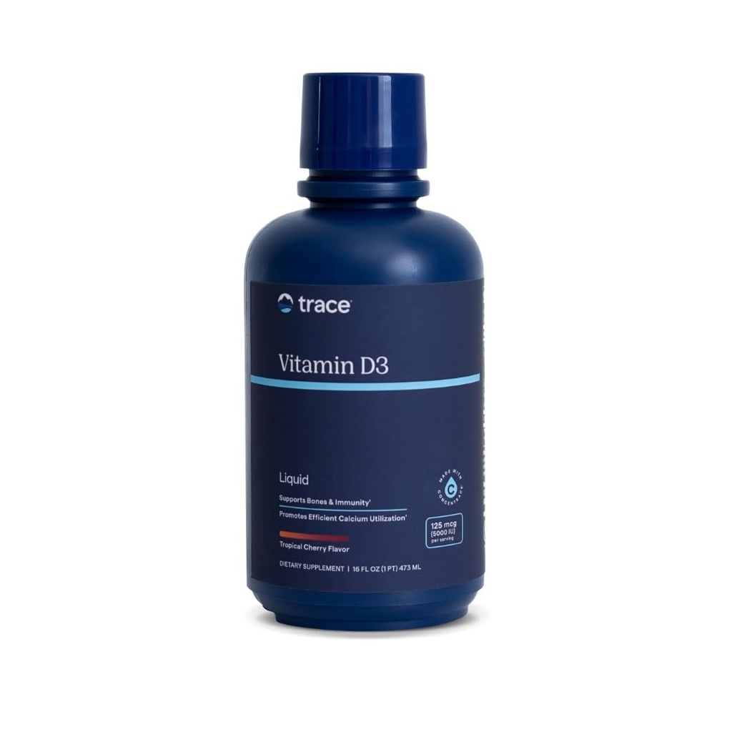 Stopové minerály Vitamín D3 - Vitamín D3 doplnok pre zdravie kostí - Efektívna utilizácia vápnika - Podpora imunitného systému - Rýchlosorbovacia kvapalina - Tropická Cherry Flavor - 16 fl oz (32 Servings)