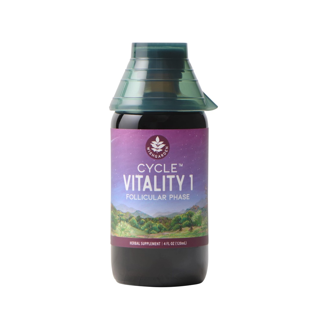 WishGarden Herbs Cycle Vitality I Folicular Fáza - Rastlinné bylinné doplnky w/Vitex & Black Cohosh, podporuje optimálne Estrogen úrovne a podporuje zdravé mentálne cykly a funkcie pečene, 4oz