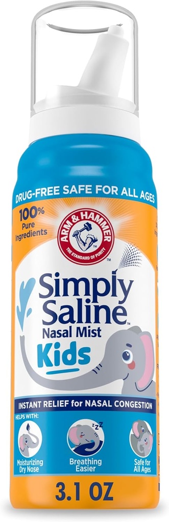 ARM & HAMMER jednoducho saline deti nosové hmla, sprej pre jemné nosové kongescie, 3.1 Oz