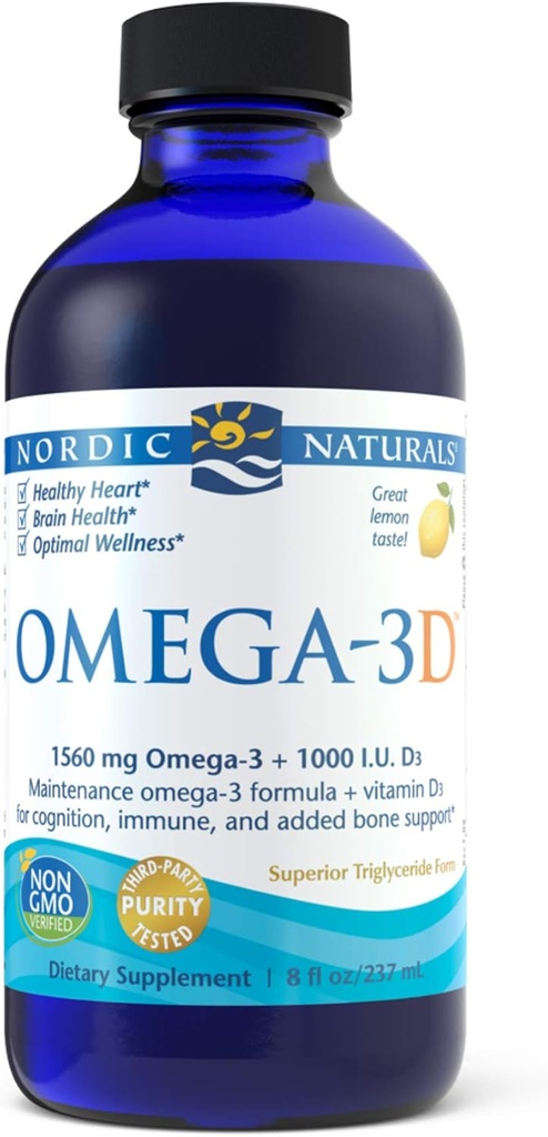 Nordic Naturals Omega-3D Liquid, 8-Ounce, 0,88 fľaša