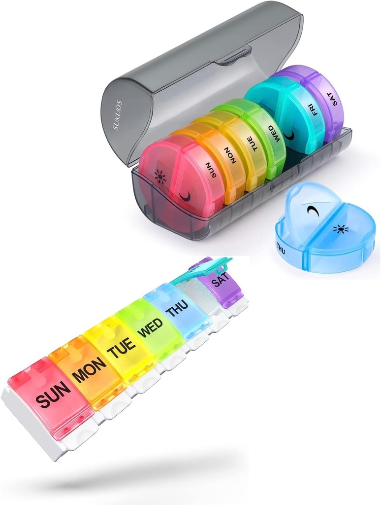 2 balenie týždeň pilulky Organizátor, Sukuos denné pilulky box 7 deň pilulky pre vitamíny, rybie oleje alebo doplnky, bez BPA