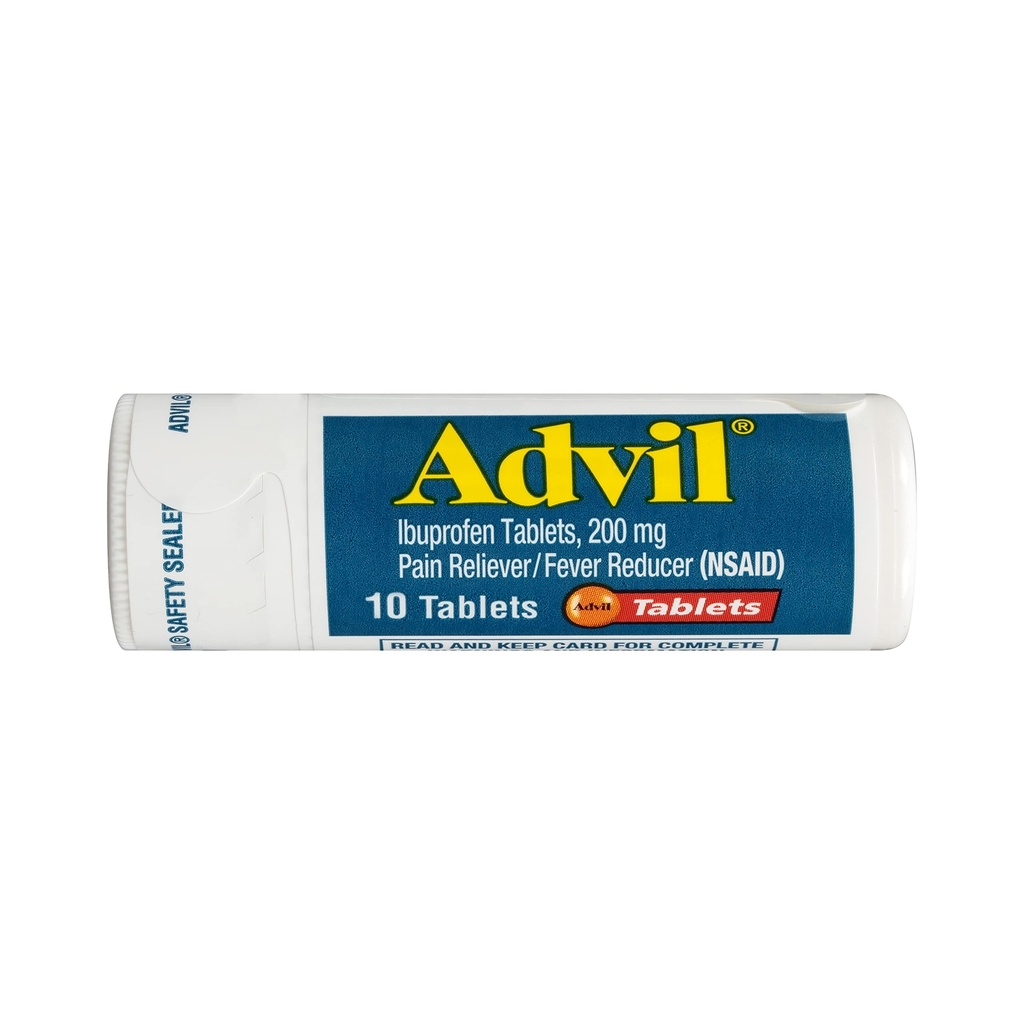 Advil Bolesť Reliever a horúčka Redukcia, úľava od bolesti Medicína s Ibuprofénom 200 mg pre bolesti hlavy, Backache, Menštruačná bolesť a úľava od bolesti kĺbov - 10 obalené tablety