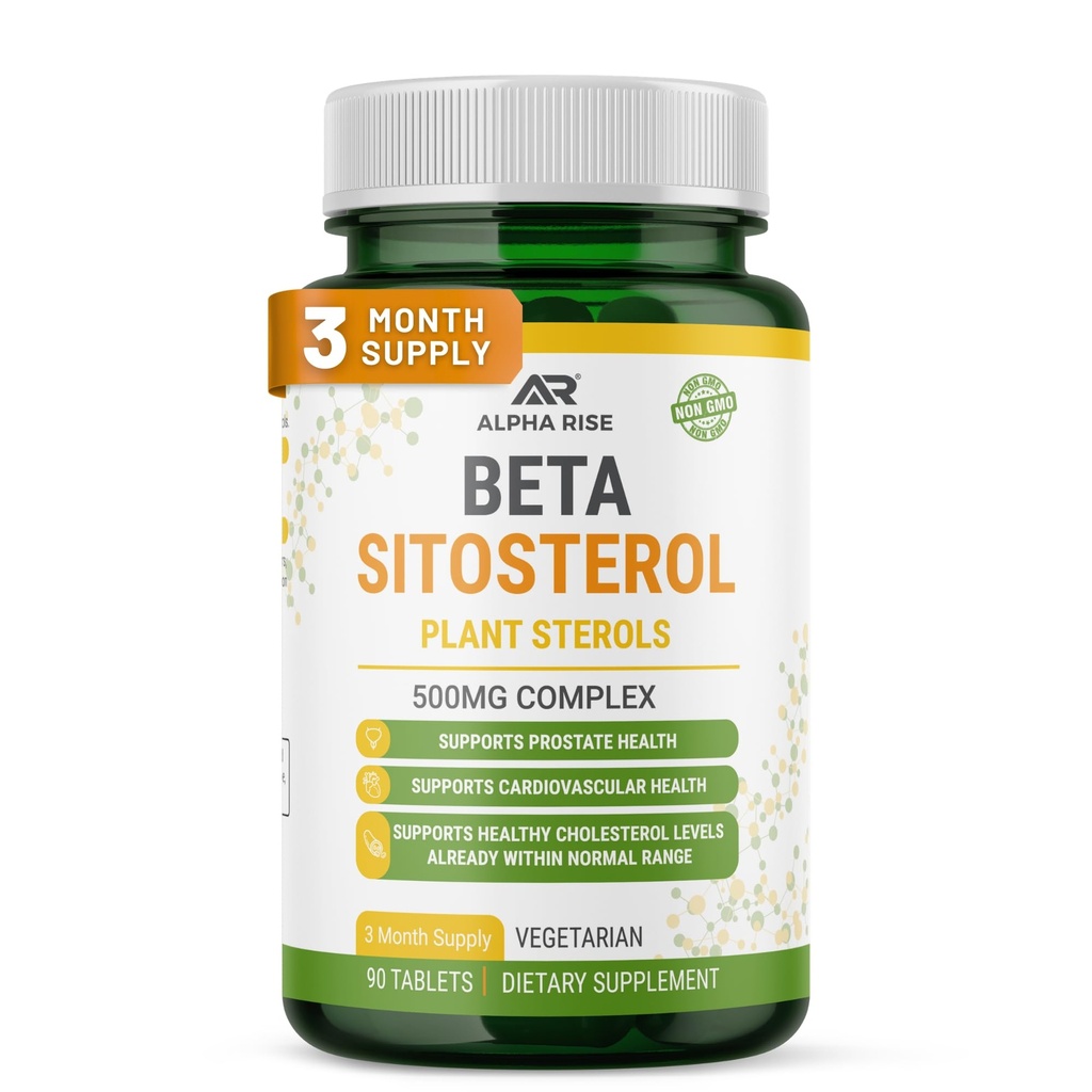 Beta sitosterol - 500mg tablety - Non-GMO - Podpora prostaty a zdravé hladiny cholesterolu - Fytosterols Complex - Prírodné rastliny Steroly a stanoly
