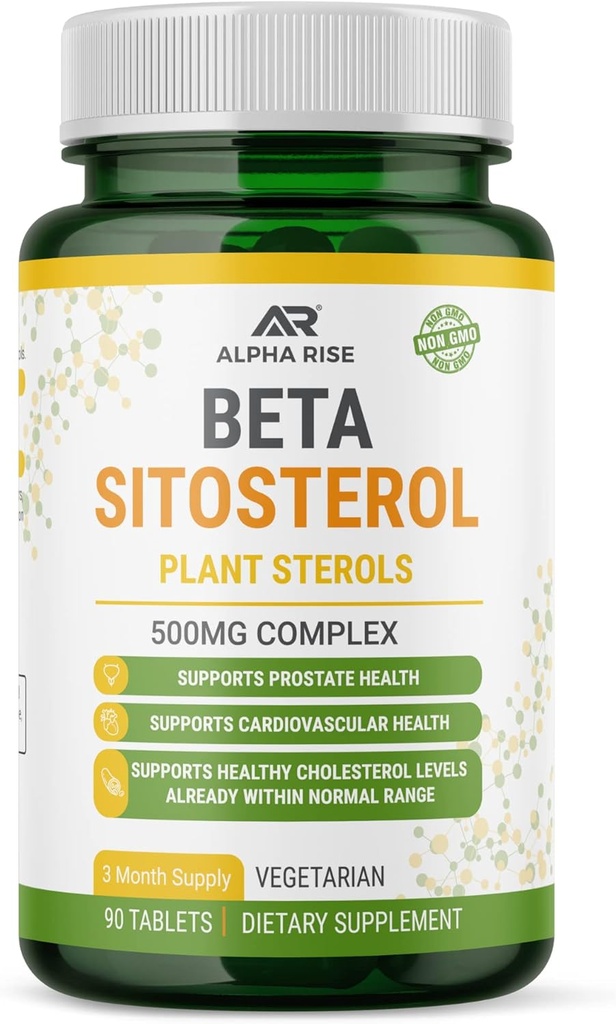 Beta sitosterol - 500mg tablety - Non-GMO - Podpora prostaty a zdravé hladiny cholesterolu - Fytosterols Complex - Prírodné rastliny Steroly a stanoly
