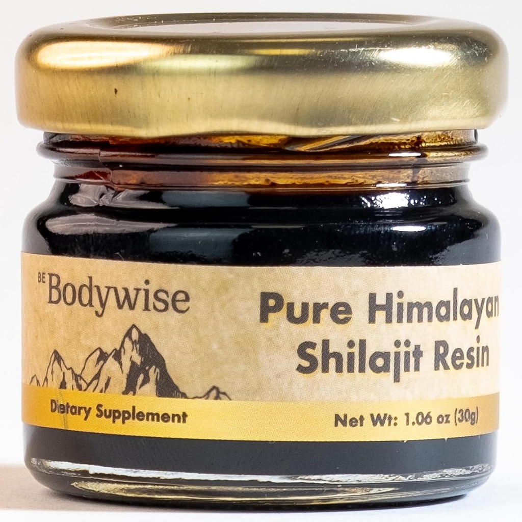 Buďte Bodywise Pure Himalayan Shilajit Resin I 600 mg I 75%+ Fulvic Acid & 85+ Stopové minerály 
