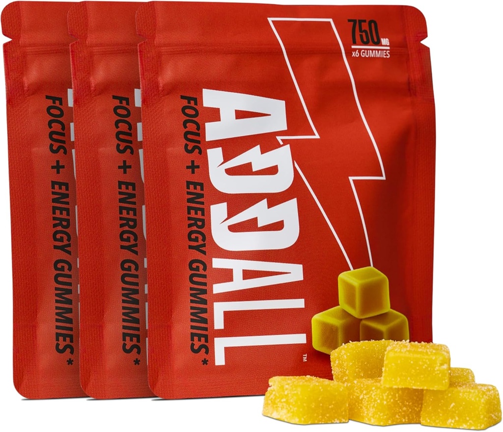 Addall Focus & Energy Gummies 750mg (3 Balenie) #1 Efektívne alternatívne Brain Supplement Substitute pilulky Nootropic & Energy 