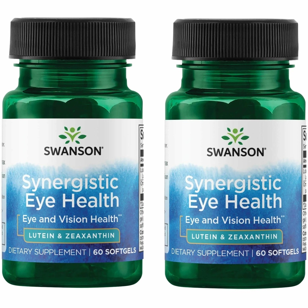 Swanson Lutein & Zeaxantin Synergistic Eye Health Vision Retina Macula Supplement (Lutein 20 mg & OmniXan Zeaxantin 2 mg) 60 Softgels Sgels (2 balenia)