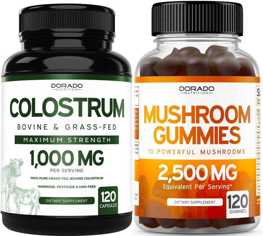 OCHRANA DORADO Colostrum Supplement 1000mg per serving and Mushrom Gummies (120 gróf) Mushrom Supplement
