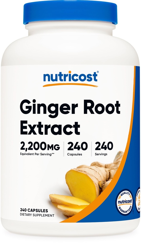 Nutricost Ginger Root Extract 240 Kapsule od 240 Servings per fľašu - Bezlepkové, Non-GMO