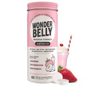 Wonderbelly Antacidum, Účinné pálenie záhy a instantná kyselina Zmiernenie trávenia, Extra sila Žuvacie tablety, 1000 mg uhličitan vápenatý, Bez mastenca alebo farbivá, Jahodový mliečny koktail, 60 Počet