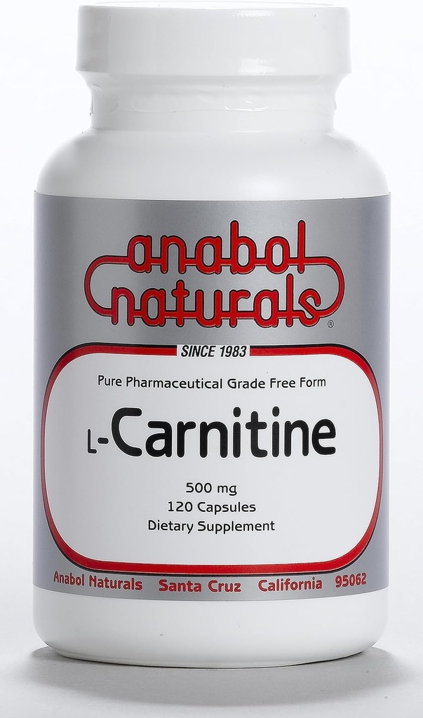 Anabol Naturals L-karnitín 120 Kapsule- 500mg Pure L-karnitín Per Kapsule, 120 Servings