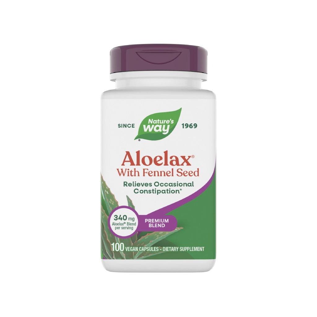 Cesta prírody Alorelax, Premium Blend, s Fenikel Seed, Relives Príležitostná zápcha*, 340 mg, Gluten Free, Vegan, Príležitostná Zápcha Relief*, 100 kapsúl (Backaging May Vary)