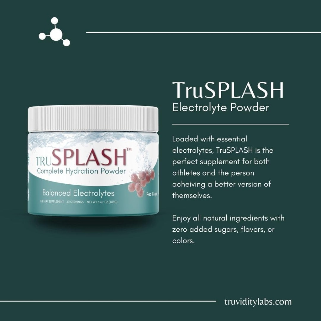 Tru SPLASH Kompletné hydratačné Elektrolytové Prášok (Natural Berry) - 30 Servisné služby