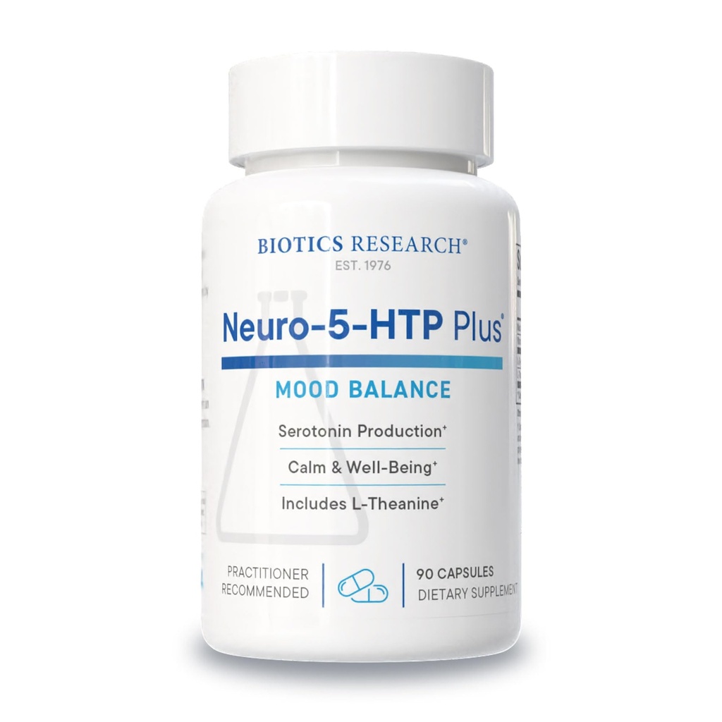 Biotics Research Neuro 5 HTP Plus Neurologická podpora, Pokojná aktivita mozgu, Zdravé vzorce spánku, Celkový zmysel pre dobre Being, Podporuje relaxáciu, Serotonín Precursor, L Theanine, 90 Kapsule