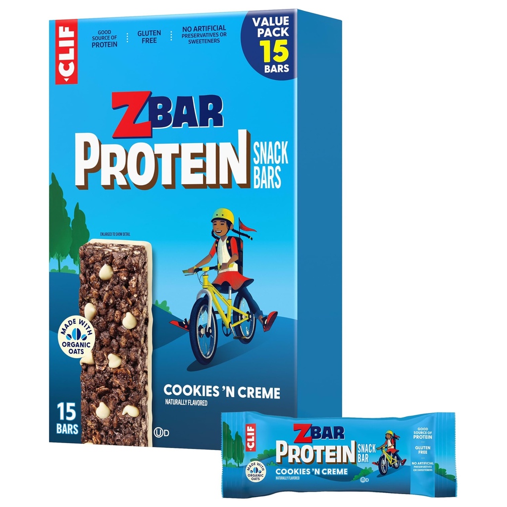Zbar Protein - Cookies 'N Creme - Crispy Snack Bars - Vyrobené s organickým Oat - non-GMO - 5g Protein - Gluten Free Protein Bars (15 balenie)