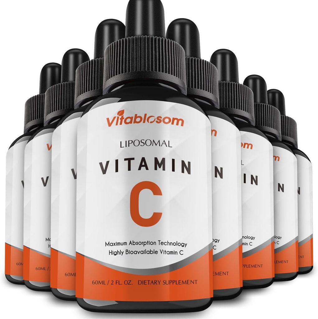 Lipozomálny vitamín C 2000 mg Tekutina pre dospelých, vysoká absorpcia VIT C, maximalizácia vitamínu C, dobré pre imunitný systém a antioxidant, 60ML (8 fliaš)