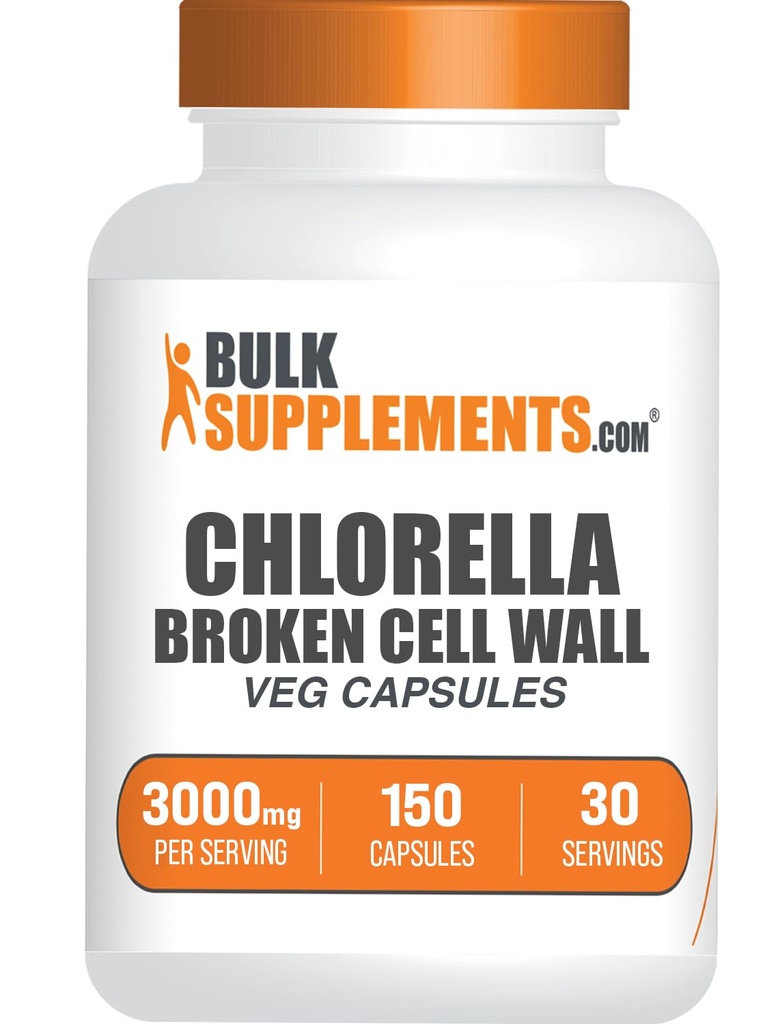 BulkSupplementments.com Chlórella Kapsule - Broken Cell Wall, Chlorella Supplement - Superfood Supplement, Vegan & Gluten Free, 5 Kapsule per Serving, 150 Počet (Pack of 1)