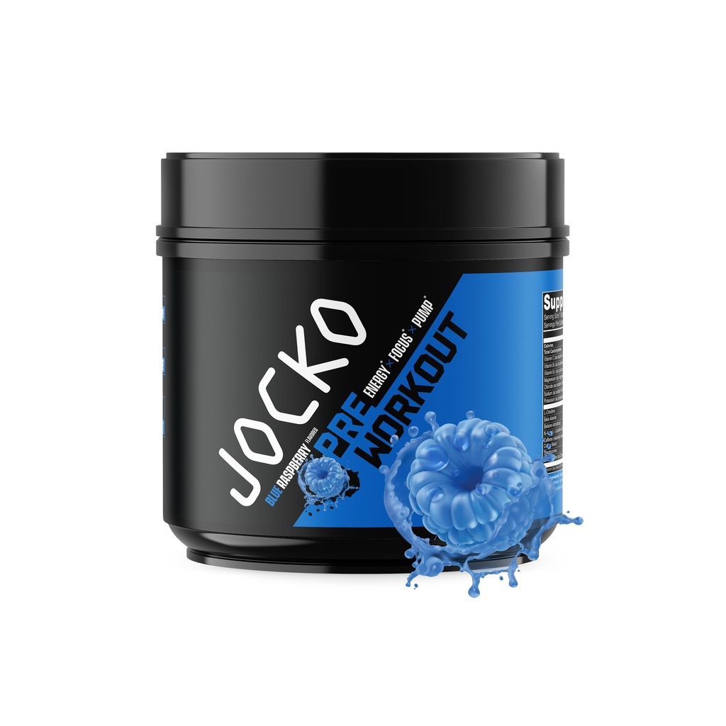 Jocko Fuel Ultimate Pre Cvičenie Powder - Pred-Workout Energy Powder Drink pre mužov a ženy - High Stim Nootropic Blend na podporu svalovej pumpy, energie, & Recovery 200mg Caffeine Blue Malina