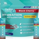 Elektrolytové púdrové hydratačné balíčky bez cukru Čierna Cherry HydroMATE 16 Sticks