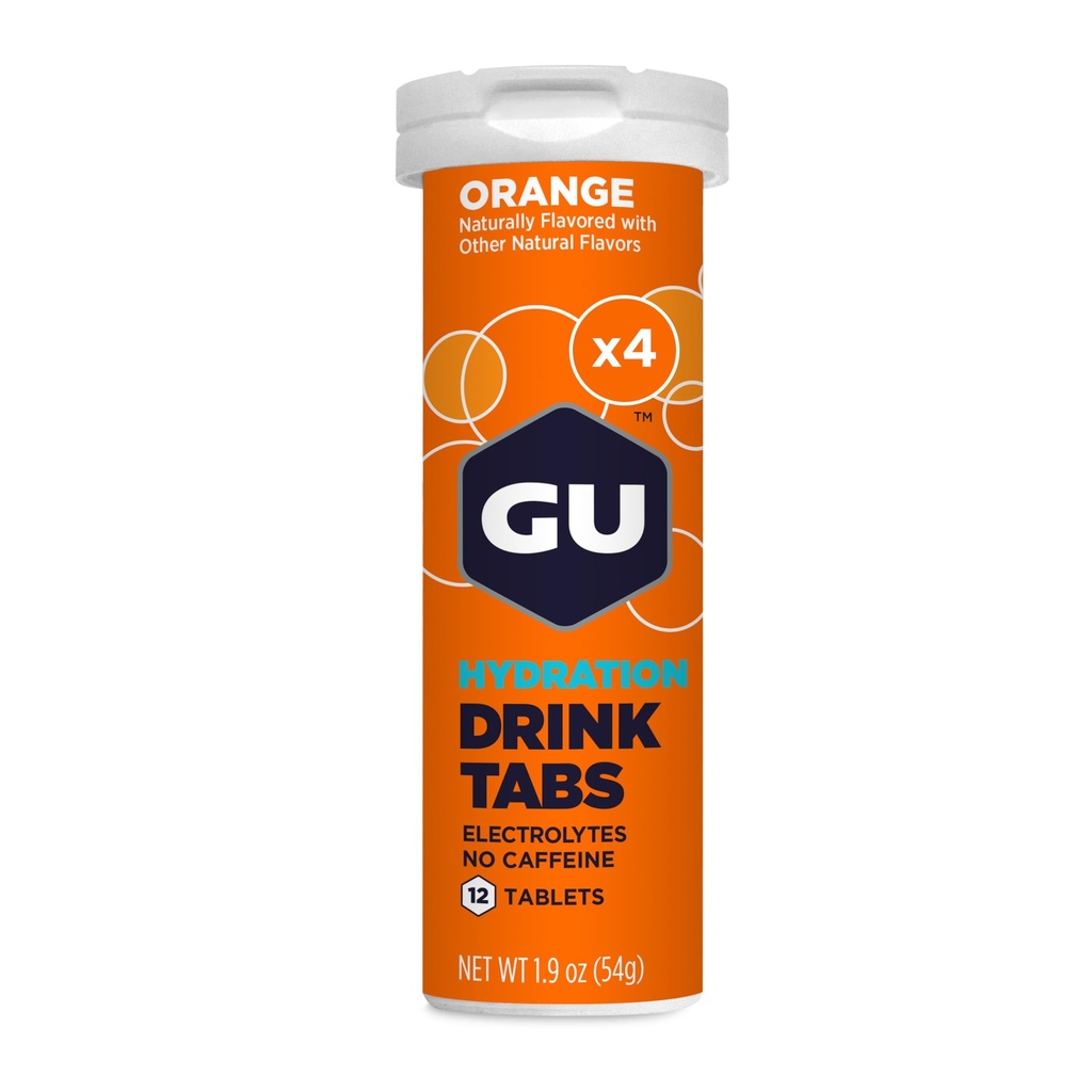 GU Energy Hydratácia Electrolyte Drink Tablety, Vylepšená Vytrvalosť Športový nápoj na beh, Cyklistika, Triatlon, 4-Count (48 Servings), Orange