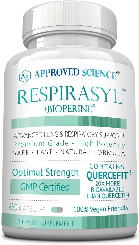 Schválená veda® Respirasyl - Podpora pľúc a dýchania - s Quercefitom, vitamínmi A, C, D, BioPerine - 60 kapsúl - vyrobené v USA