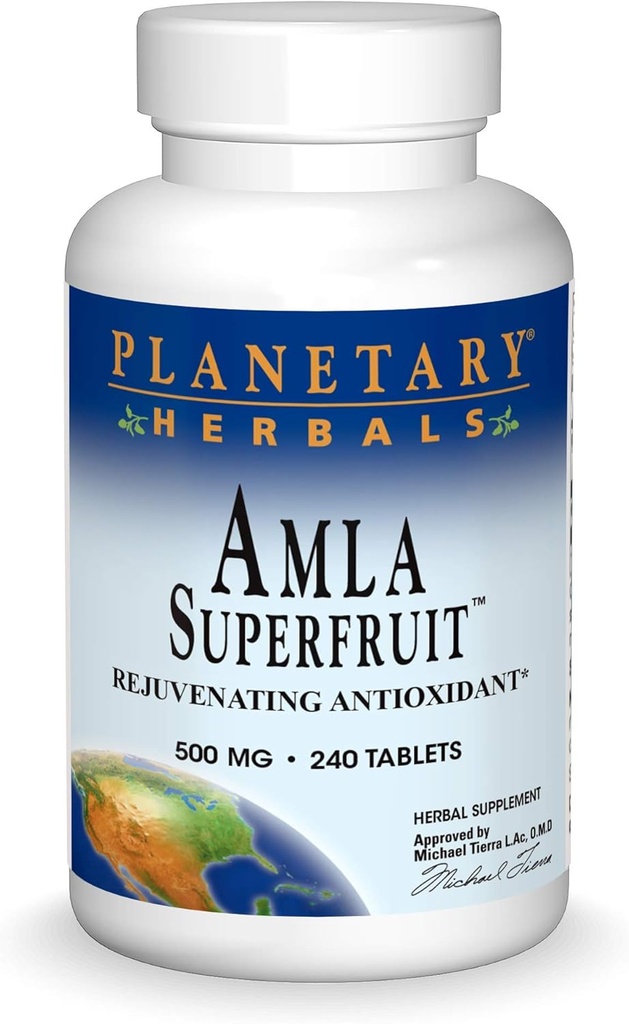 PLANMENOVÉ HERBALS Amla Super ovocie Omladzujúce Antioxidant Supplement, 240 Počet