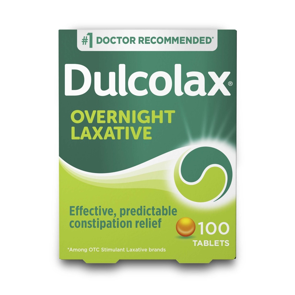 Dulcolax Stimulant Laxatívne tablety, predvídateľná a účinná úľava od zápchy, uľavuje cvičeniu a školeniu, Bisakodyl 5 mg, 100 grófov