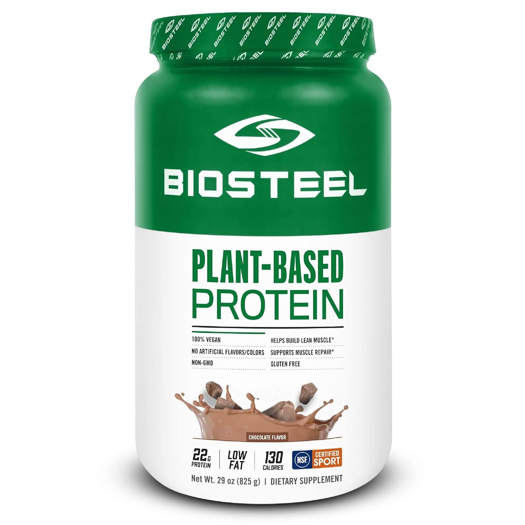 BioSteel Vegan Protein Powder - Čokoláda, NSF pre šport, 1,8 lbs, 22g Protein, 25 Serviv - Plant Based Protein Powder s hnedou ryžou, Pea & Pumpkin Seed - Premium Plant Protein Powder