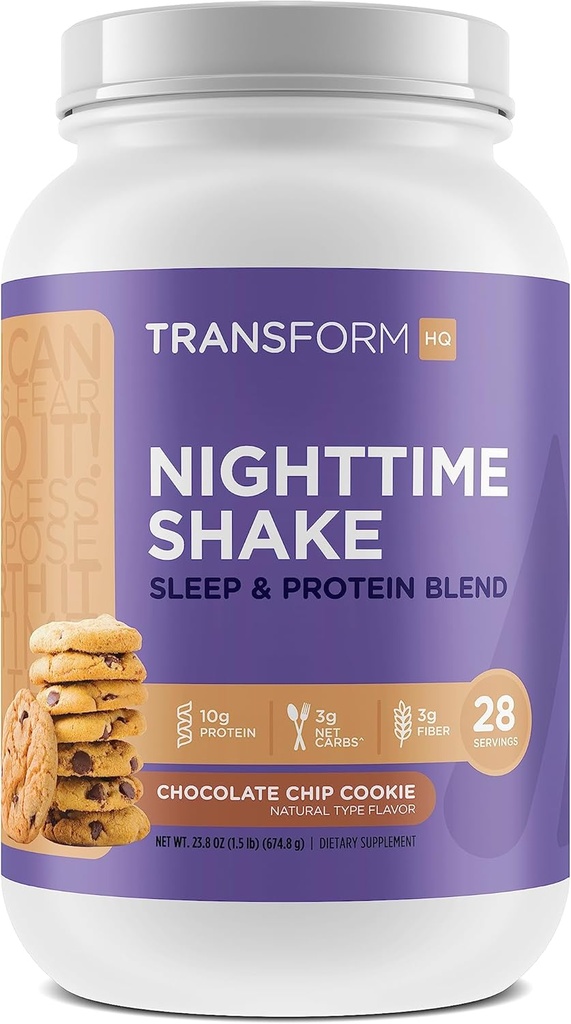 TransformáciaHQ nočné Shake, spánok + Bielkovina zmes, 28 Servis, čokoládové Chip Cookie chuť