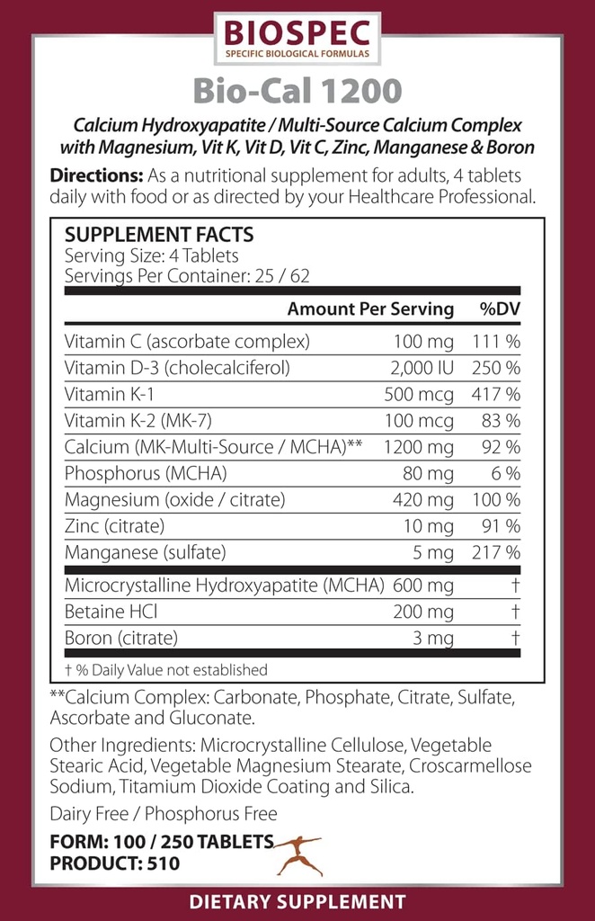 BioSpec Nutritionals Bio-Cal 1200 (250 tabliet)