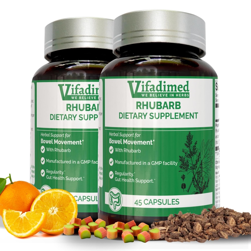 Rebarbora- Bylinné Zápcha Podpora, Gut Motility Supplement, Gentle non-Laxative, Prírodné Stool zmäkčovadlá, Bloating & Gas Relief, Daily Bowel Movement, Herbal Poop Pills, 90 Kapsule