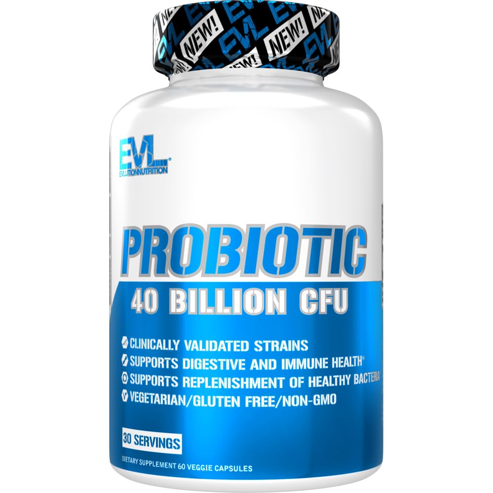 Elution Nutrition Probiotic - 40 miliárd CFU - Podpora trávenie + Imunitné zdravie - Probiotické doplnky pre mužov a ženy - Vegetarián, Gluten Free & Non-GMO - 30 servings - 60 Veggie Capsules