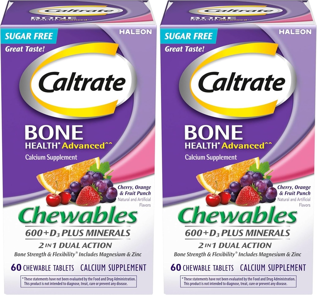 Kaltarátové chute 600 Plus D3 Plus minerály vápnik vitamín D doplnok, čerešňa, pomaranč a ovocie Punch - 60 počet (Pack of 2)